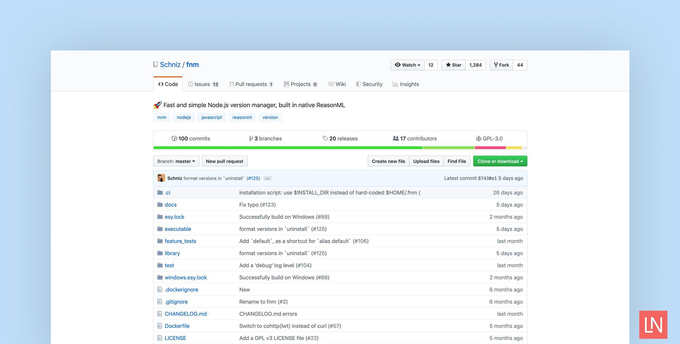 Fast node manager fnm GitHub repository