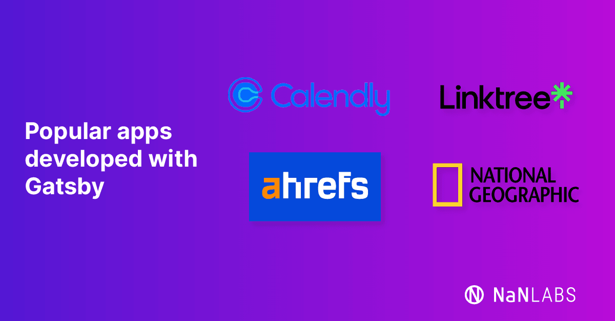 Logos of popular apps developed with Gatsby