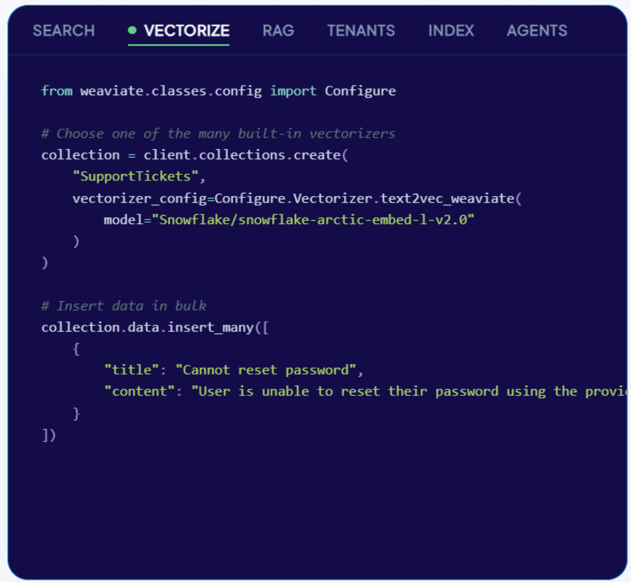 Code script from Weaviate