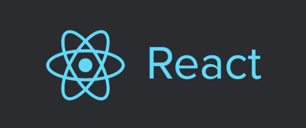 Electric blue React.js logo on top of a gray background