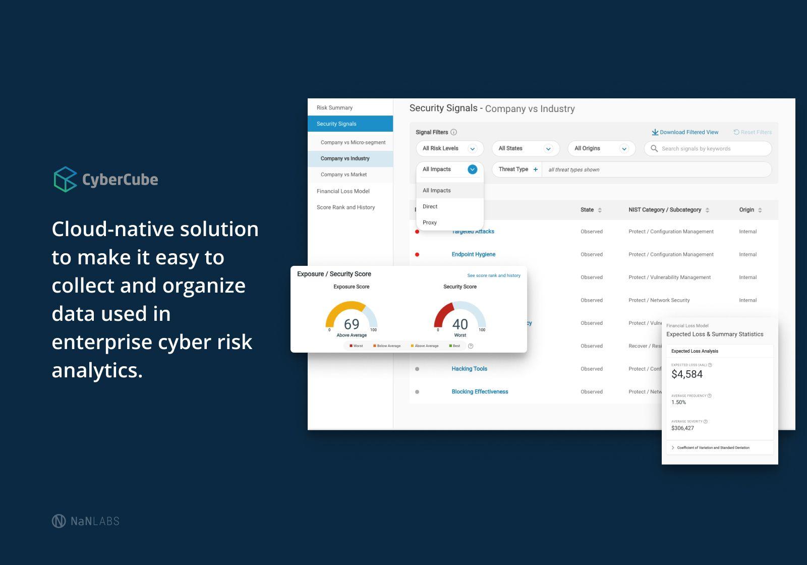 CyberCube’s homepage showcasing the enterprise software created with React.js