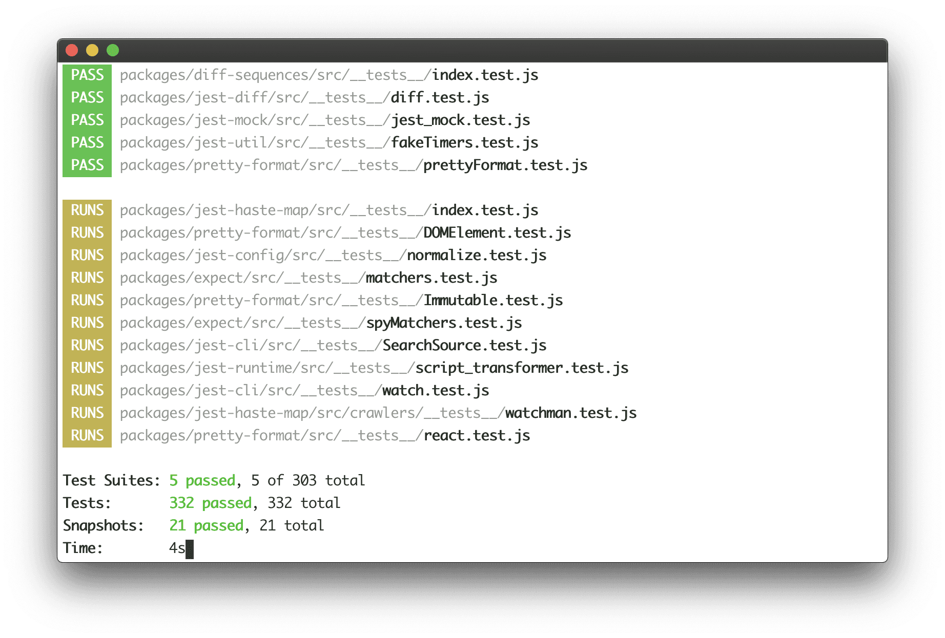 Jest testing packages on a white screen